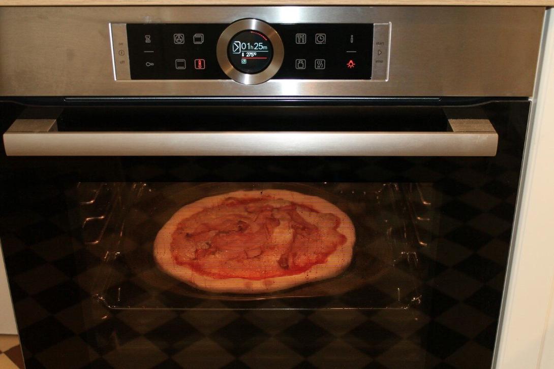 Pizza in wall oven